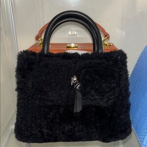 Black Faux Fur Handbag